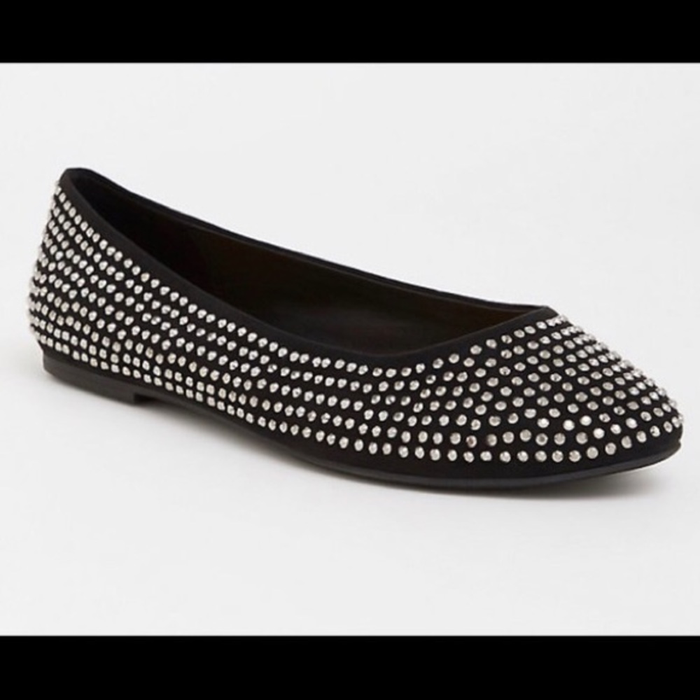 TORRID BLACK STUDDED FAUX SUEDE FLAT (WIDE WIDTH)